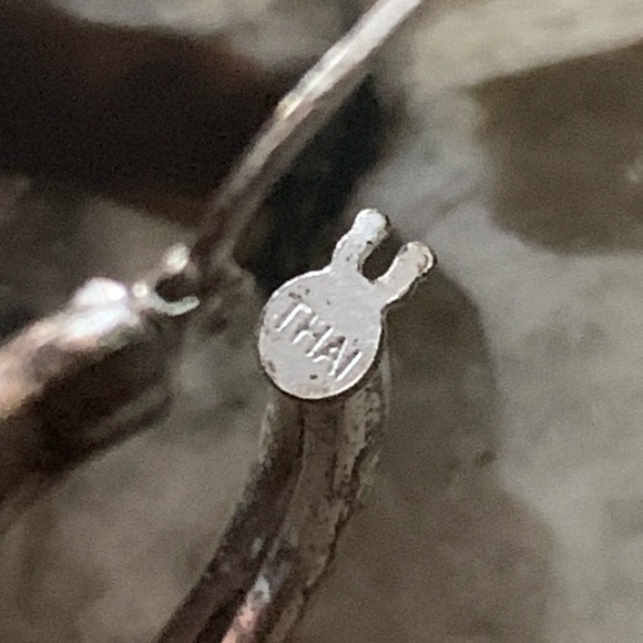 Thai Sterling Silver Diamond Cut Tube Hoop Earrings, Stamped 925 - Picture 5 of 10